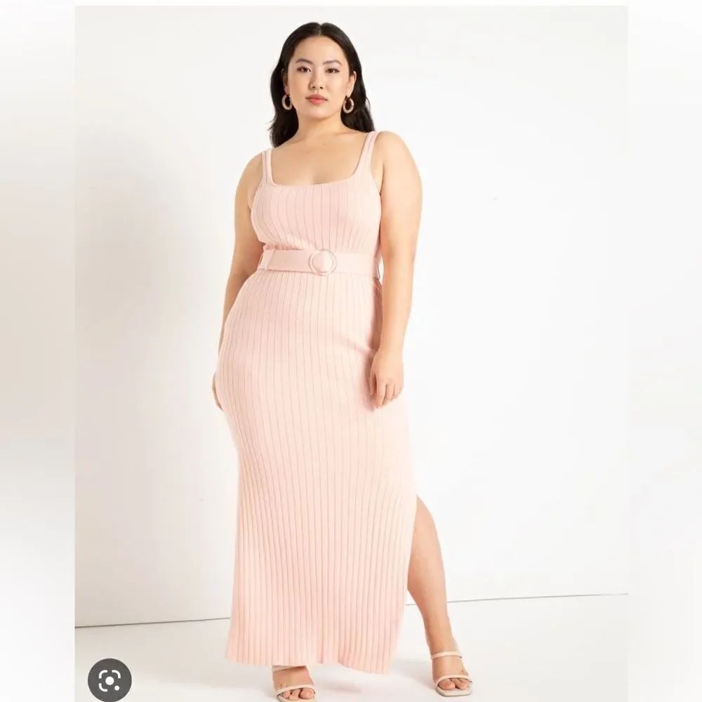 Eloquii Knitted Rib Maxi Dress with Belt